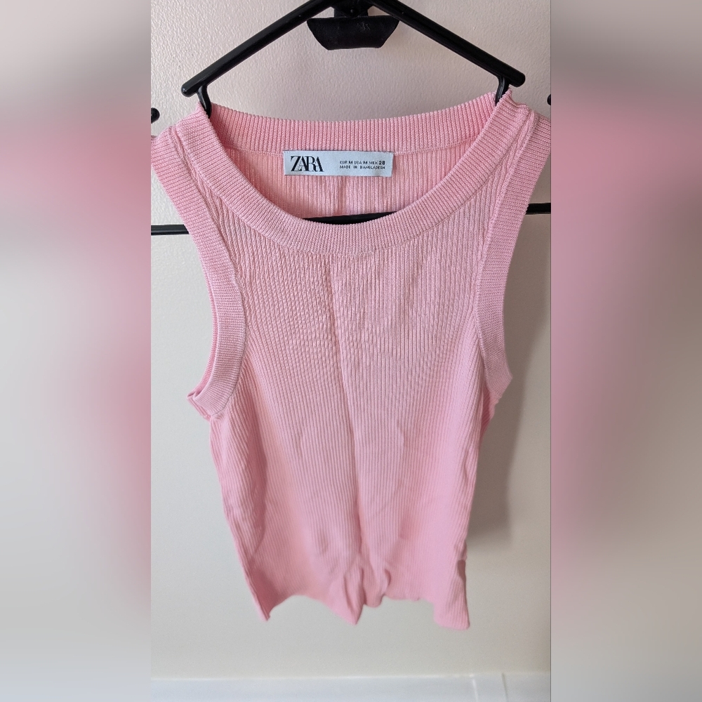 Zara casual baby 🩷 Pink ribbed tank top. Size medium